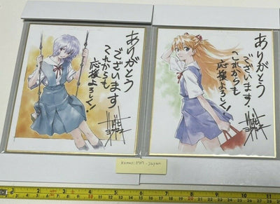 evangelion rei asuka shikishi paper 2 set sadamoto yoshiyuki art